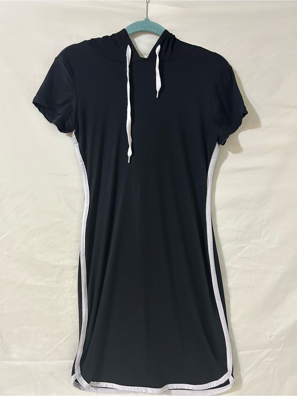 J for Justify Black Hooded Mini Dress Size S Y2K Athleisure